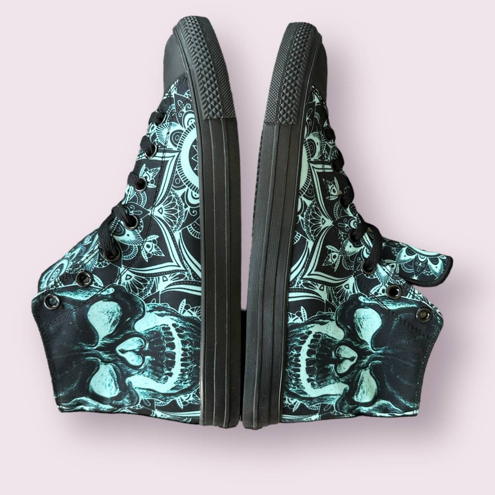 New Raad Skull Mandala High Top Sneakers Skater Urban Sz 10.5 M 12W - Picture 6 of 10